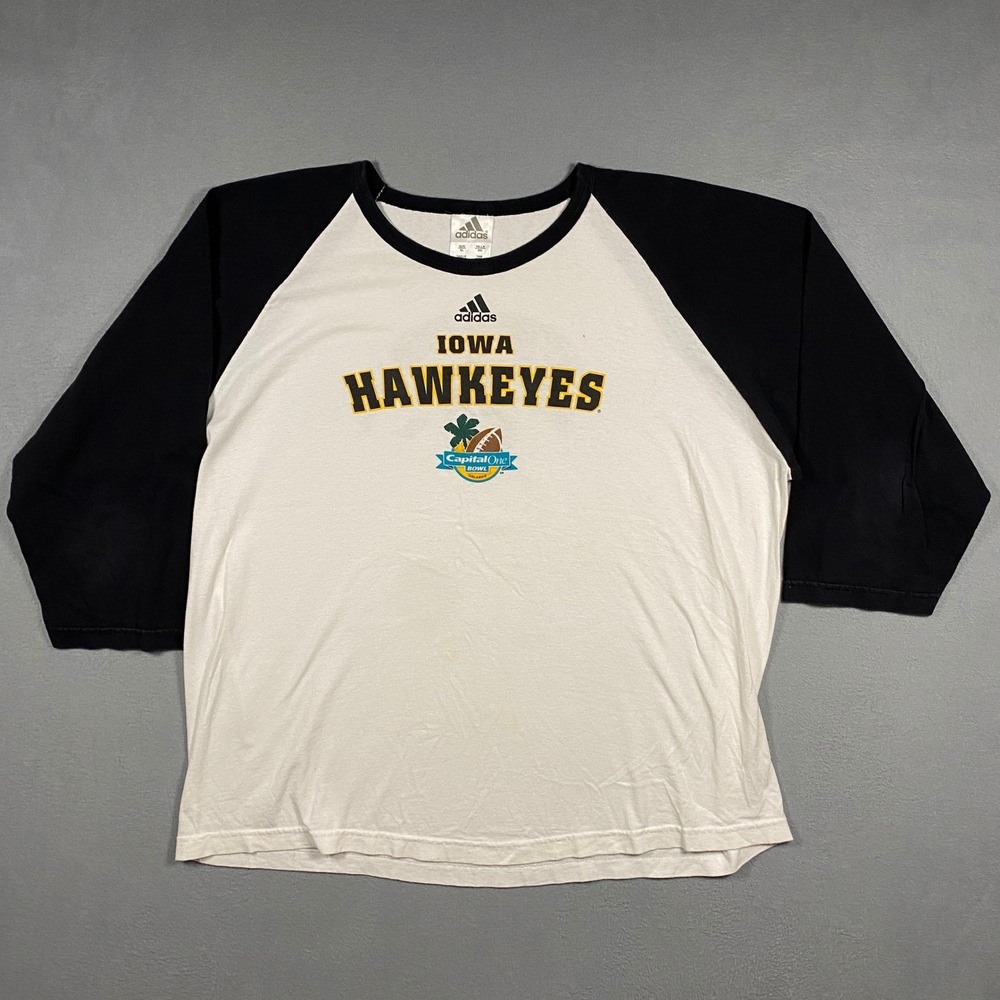 Adidas Mens XL Iowa Hawkeyes Capital One Bowl 2005 Raglan 3/4 Sleeve Made in USA
